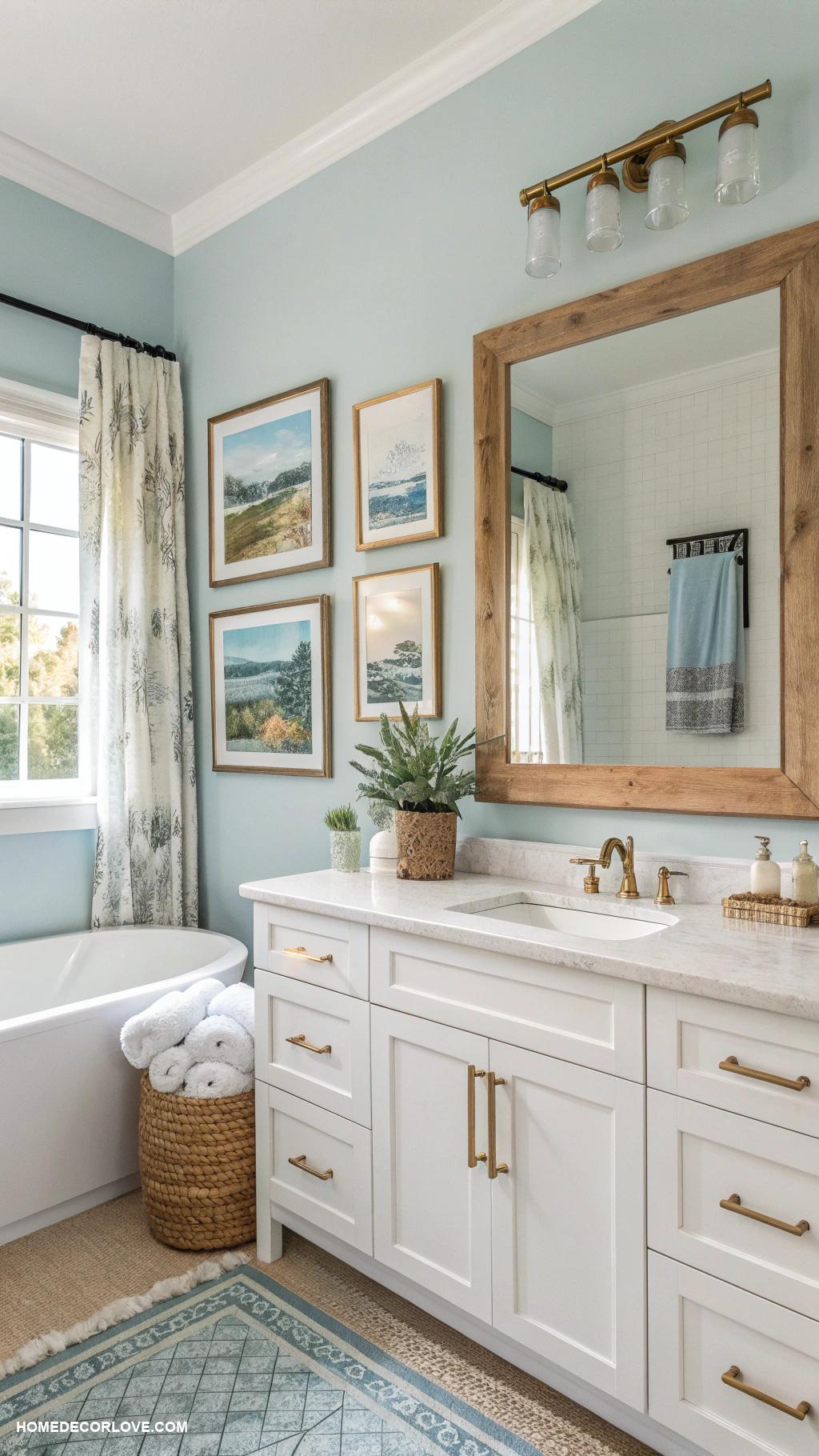 bathroom decor ideas Add art prints or framed photos