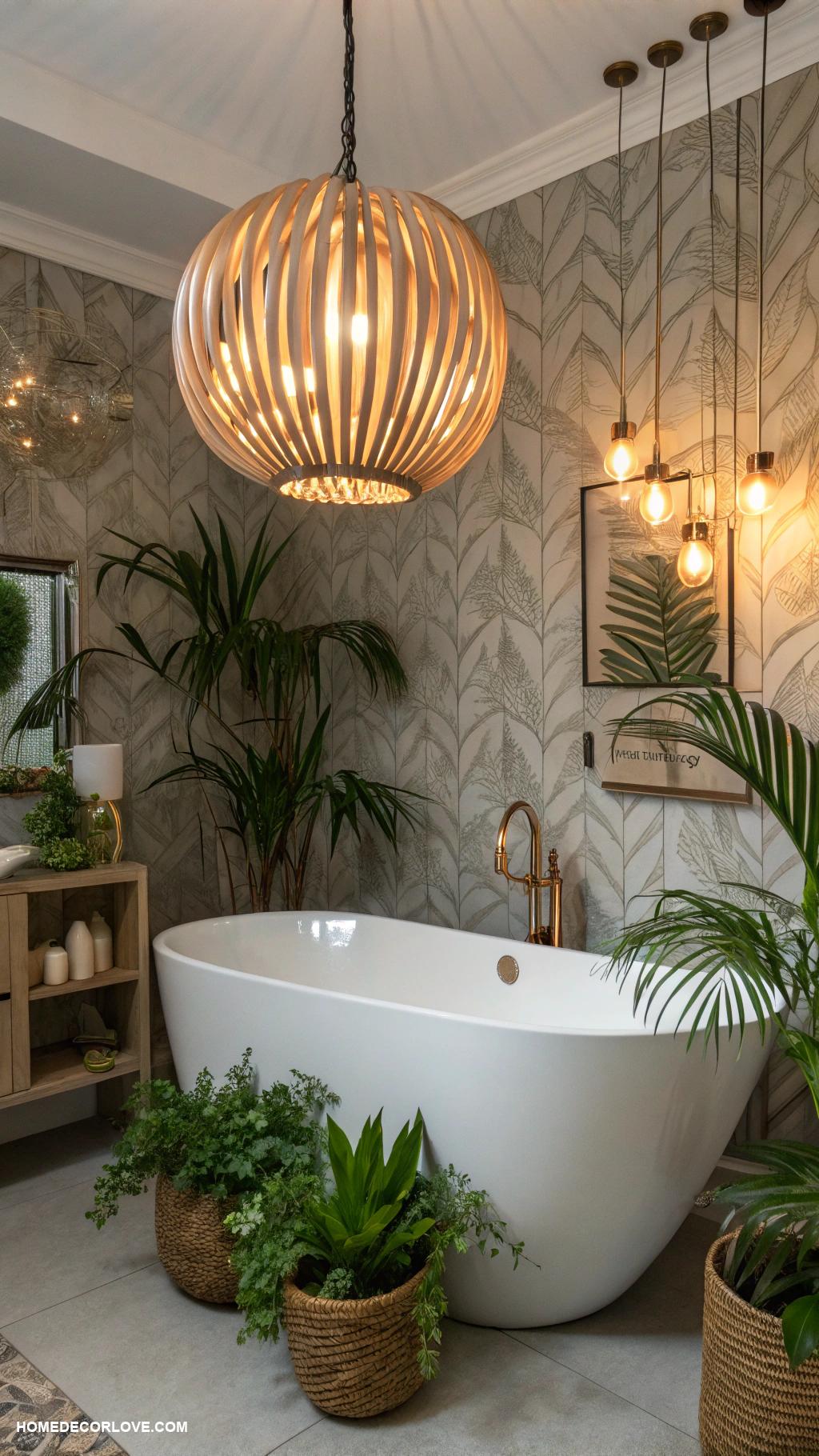 bathroom decor ideas Opt for unique light fixtures