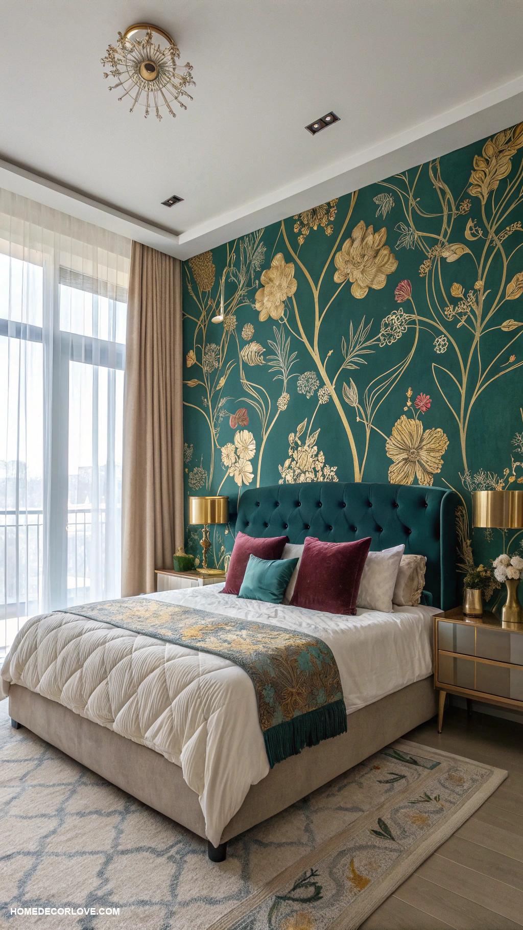 bedroom decor ideas Add a statement wall with bold wallpaper
