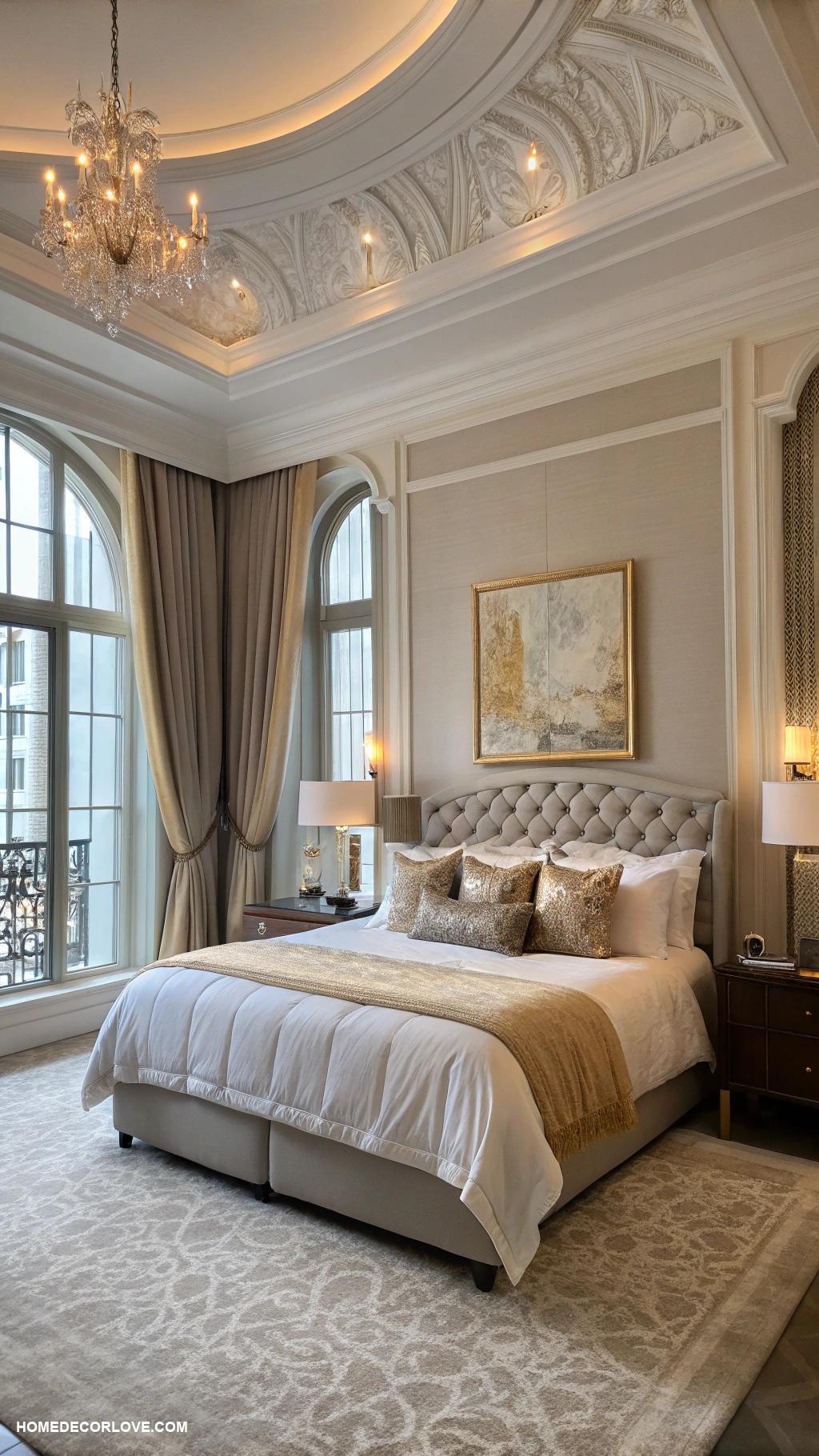 bedroom interior Luxurious hotel vibe with plush bedding