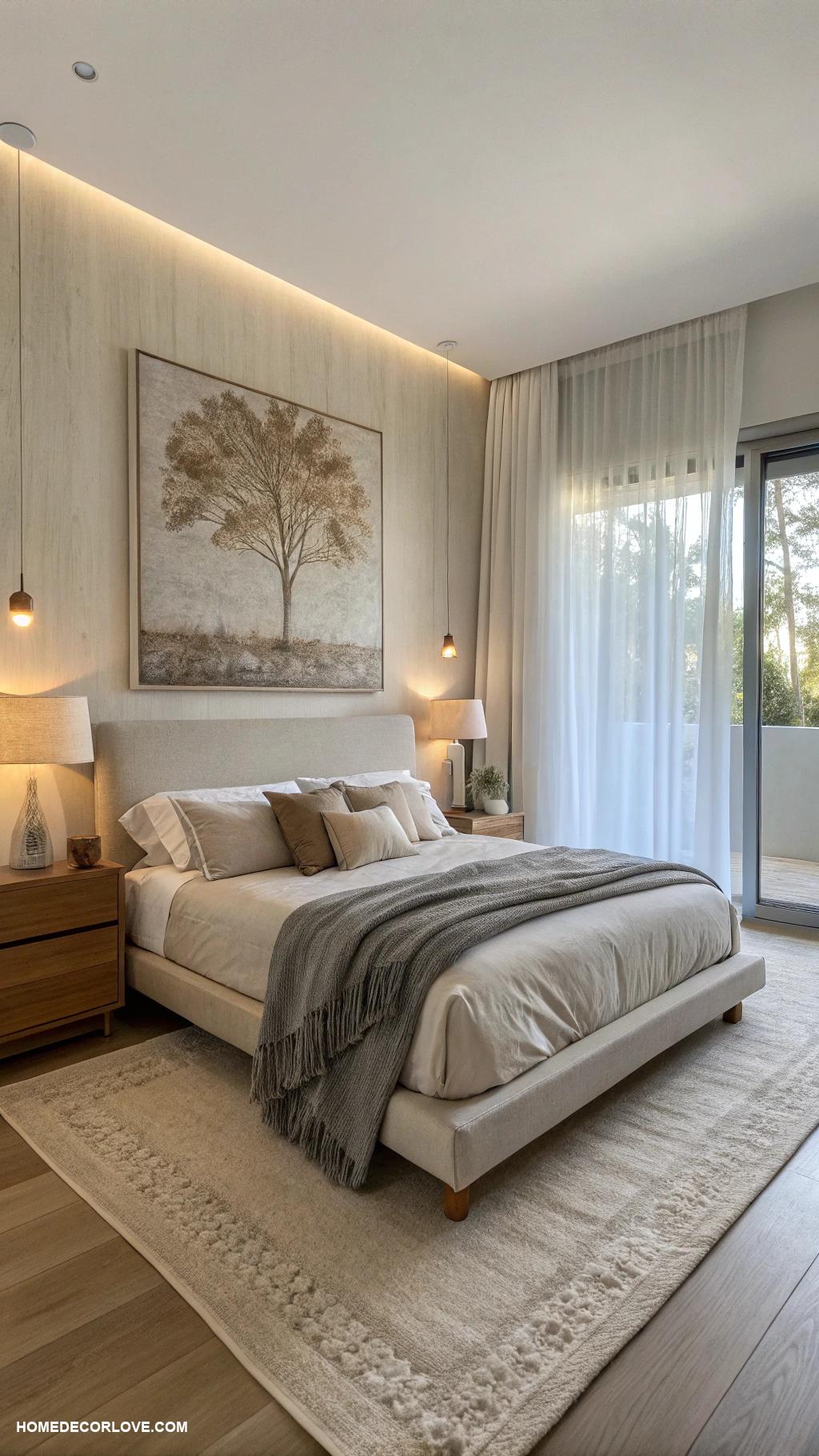 bedroom interior Minimalist design with neutral color palette