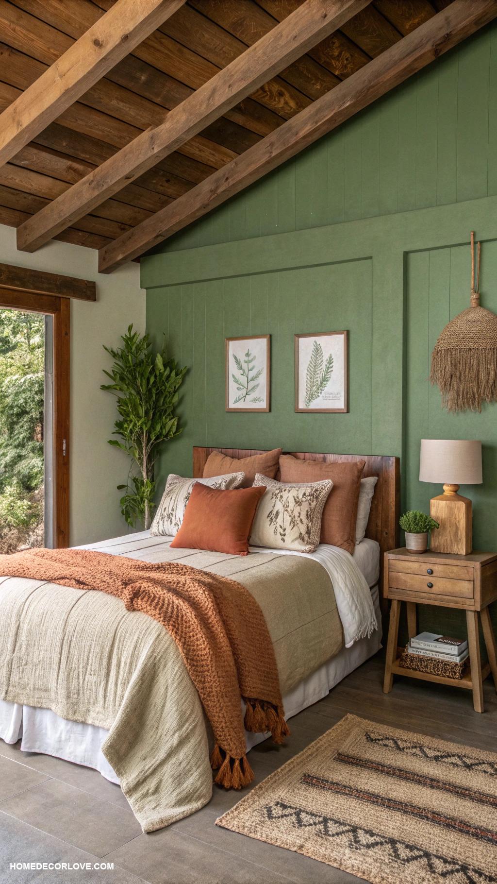 bedroom interior Nature inspired with earthy tones and materials
