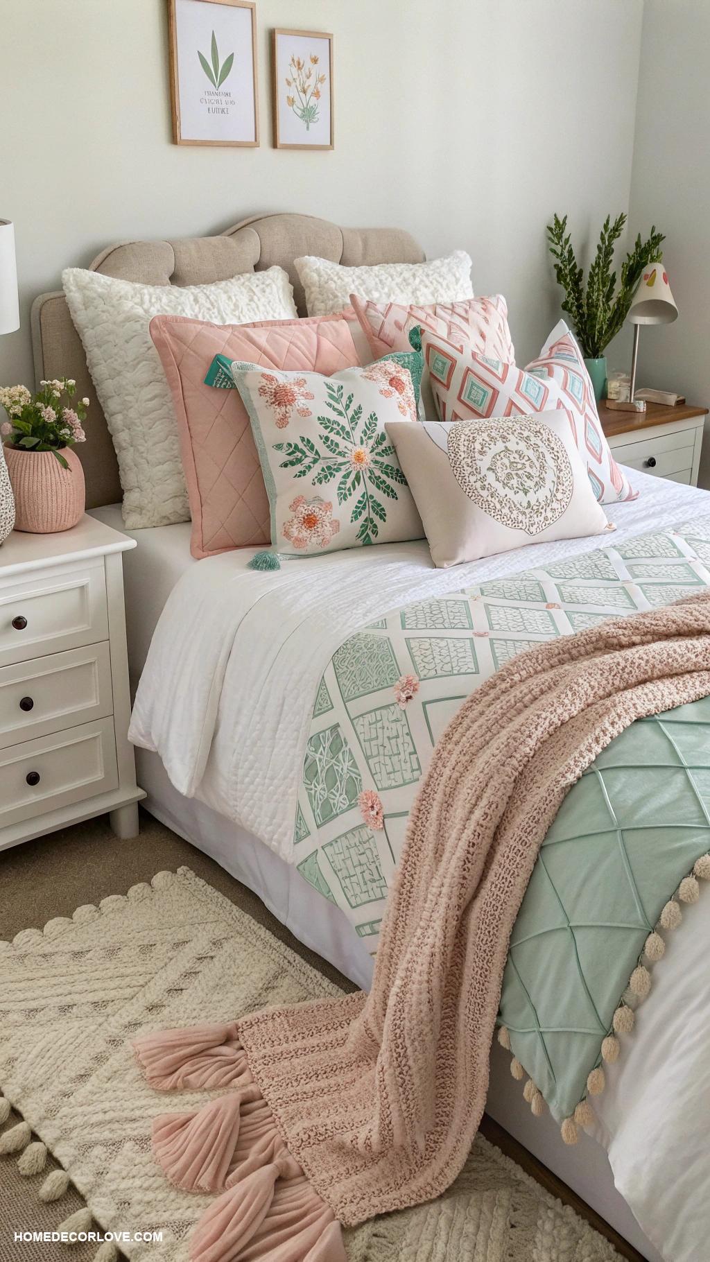 bedroom refresh ideas Add new decorative pillows for comfort
