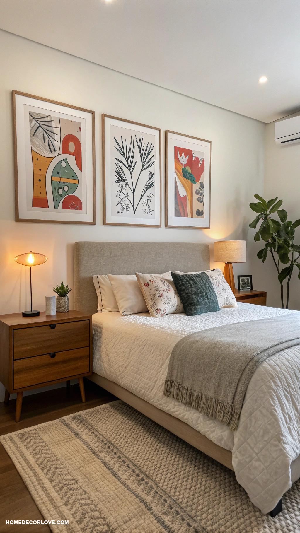 bedroom refresh ideas Swap out old artwork for modern pieces