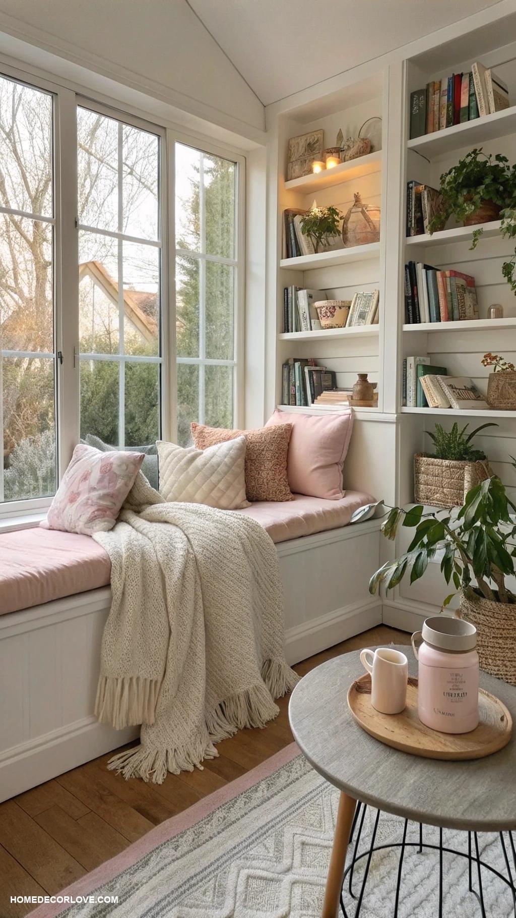 calming home decor ideas Create a reading nook with cushions