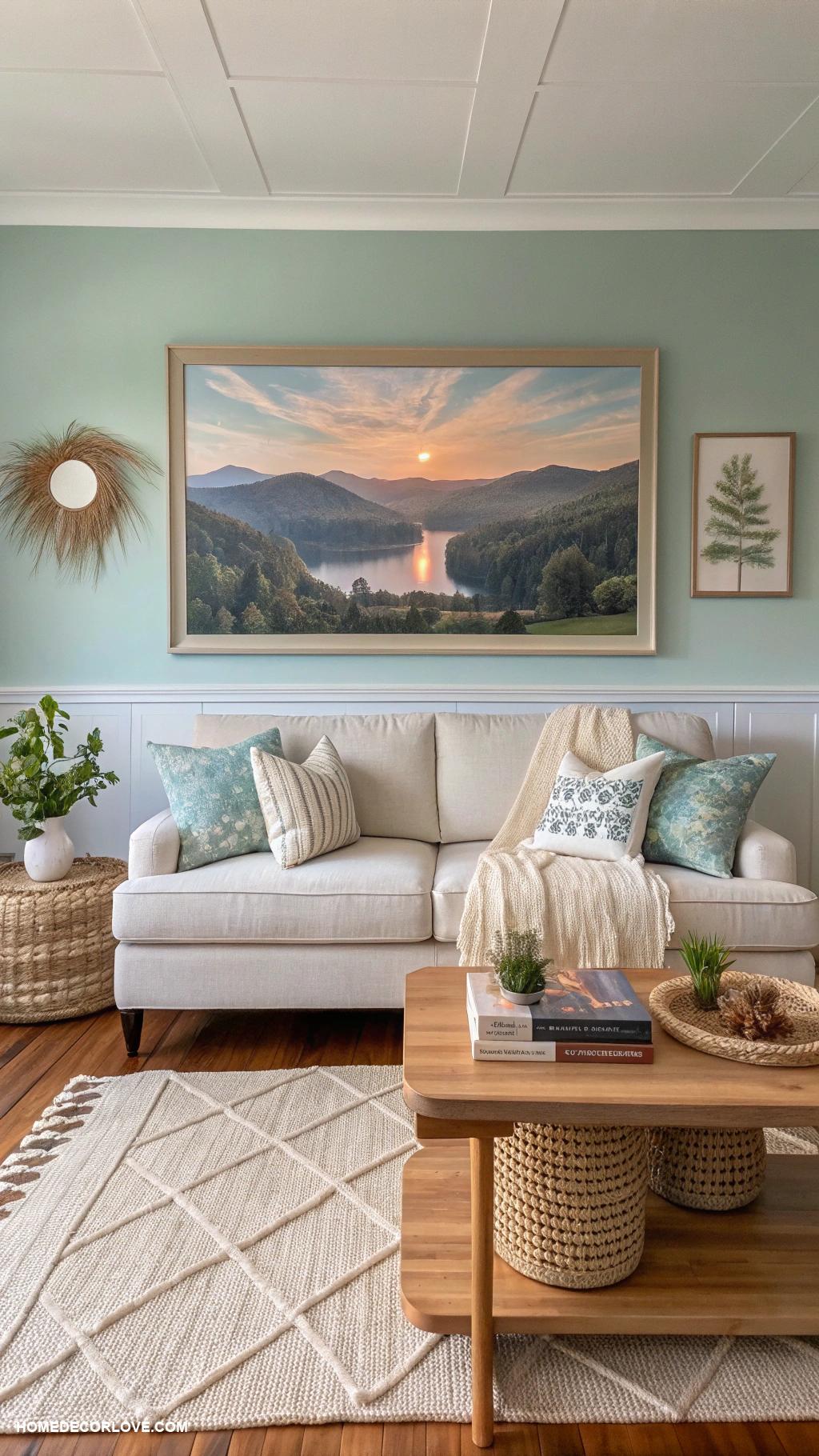 calming home decor ideas Use calming artwork like landscapes