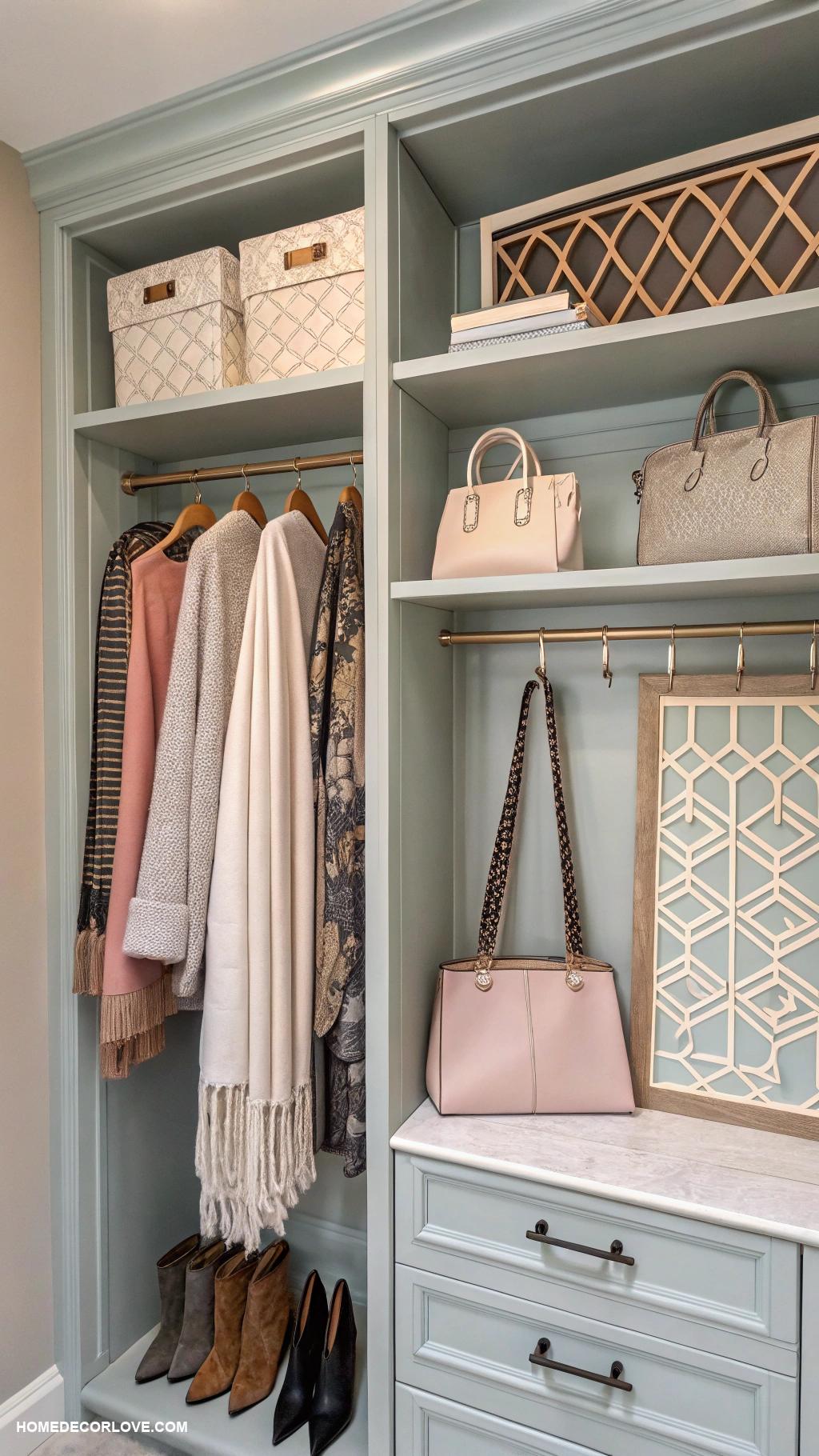 closet design ideas Hang hooks for easy access to accessories