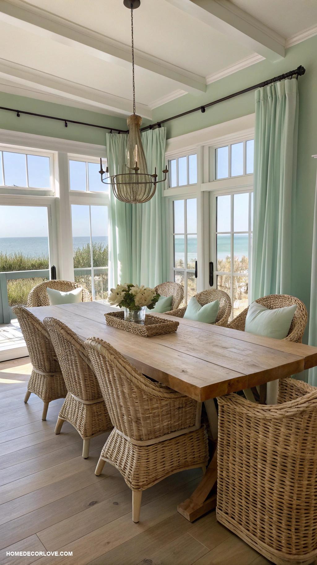 coastal dining room Coastal woven dining chairs