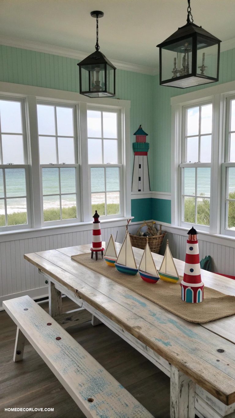 coastal dining room Lighthouses and sailboat symbols