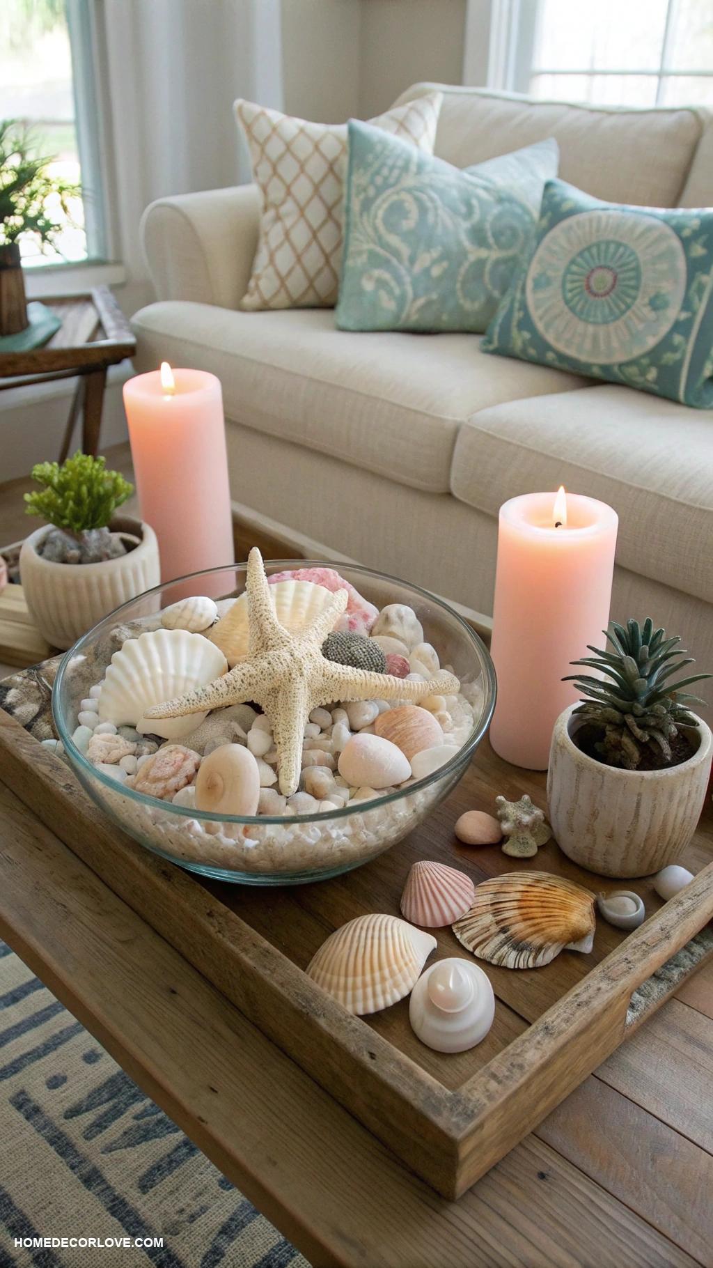 coastal home decor ideas Seashell centerpieces