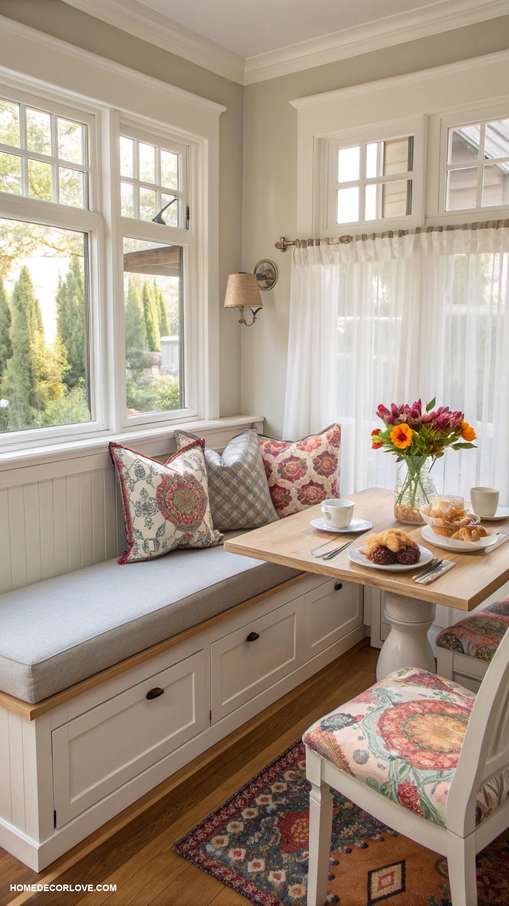 cozy breakfast nook ideas Built in bench with storage