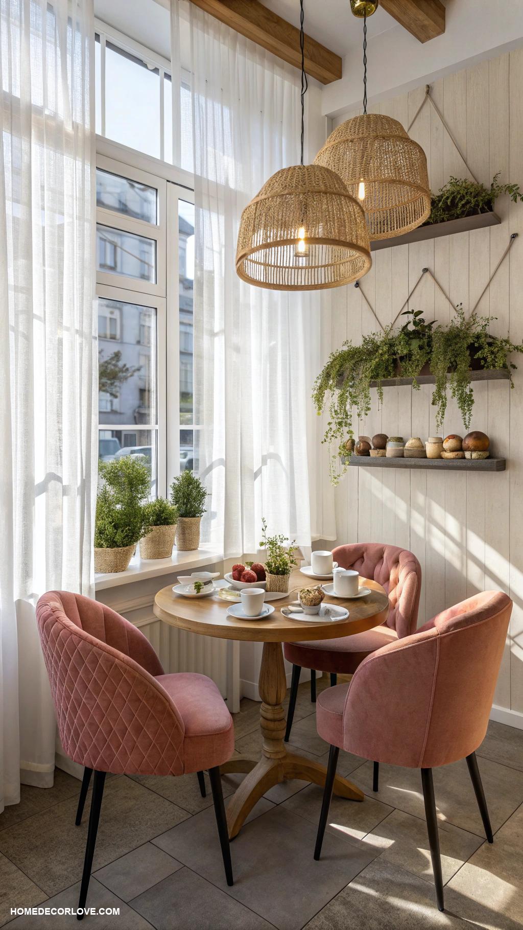 cozy breakfast nook ideas Hanging pendant lights above seating
