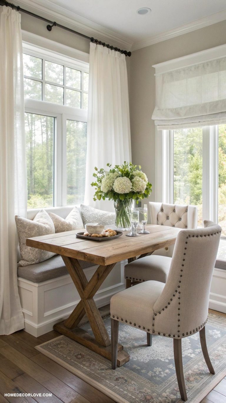 cozy breakfast nook ideas Neutral colors for a calming effect