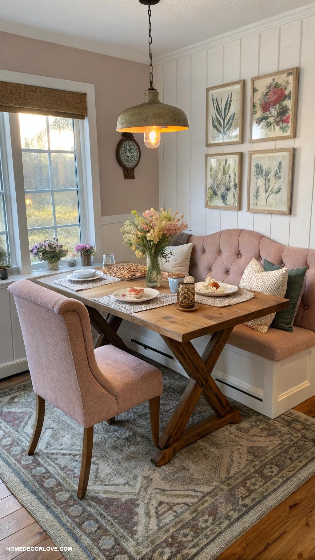 cozy breakfast nook ideas Soft area rug underfoot