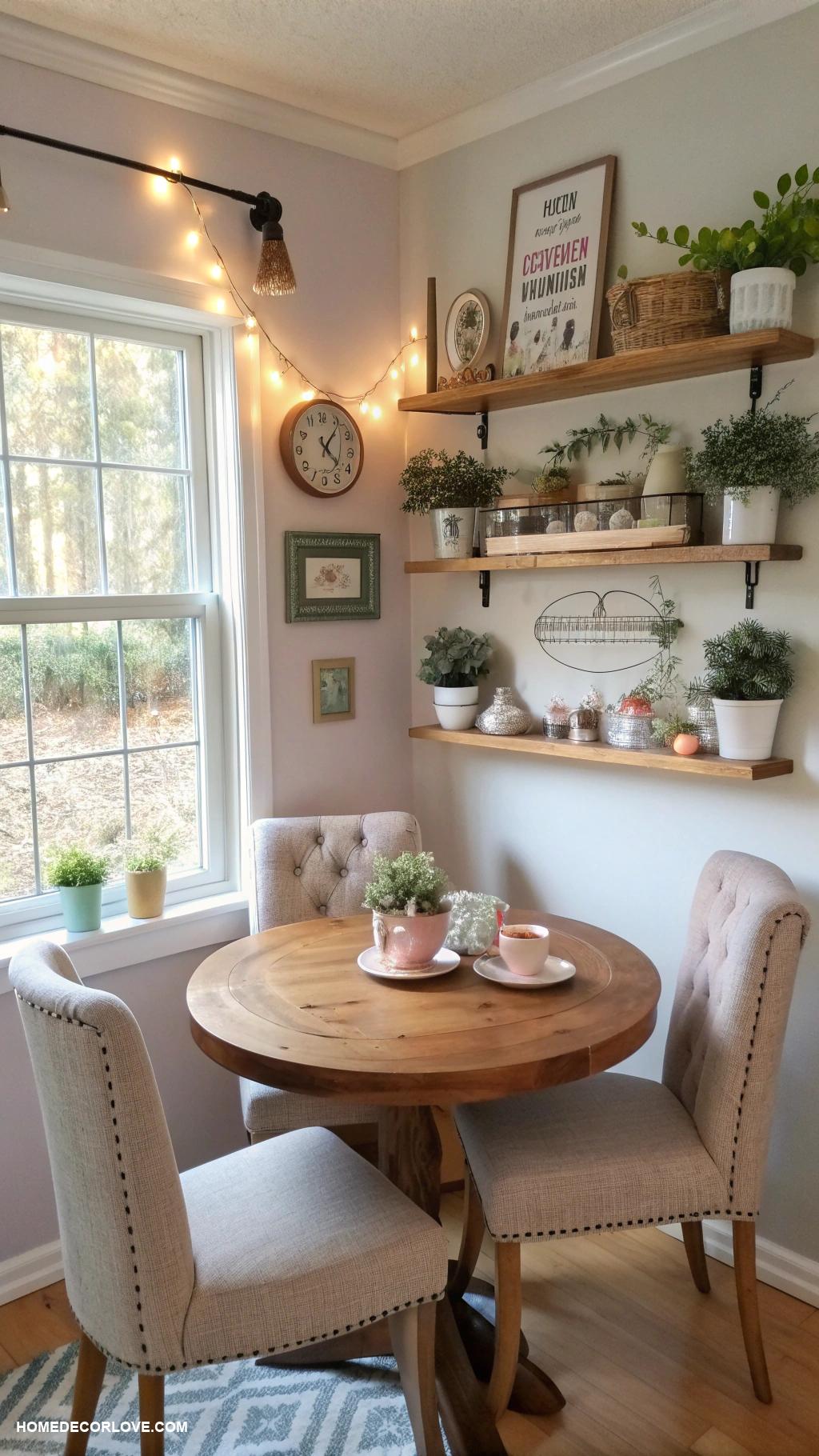cozy breakfast nook ideas Wall mounted shelves for decor