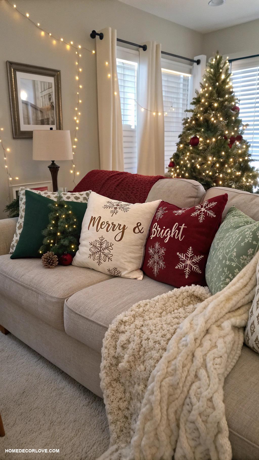 cozy christmas home decor ideas Cozy fluffy throw pillows
