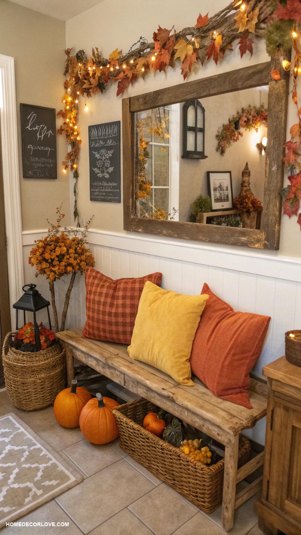 cozy entryway ideas Display seasonal decorations for charm