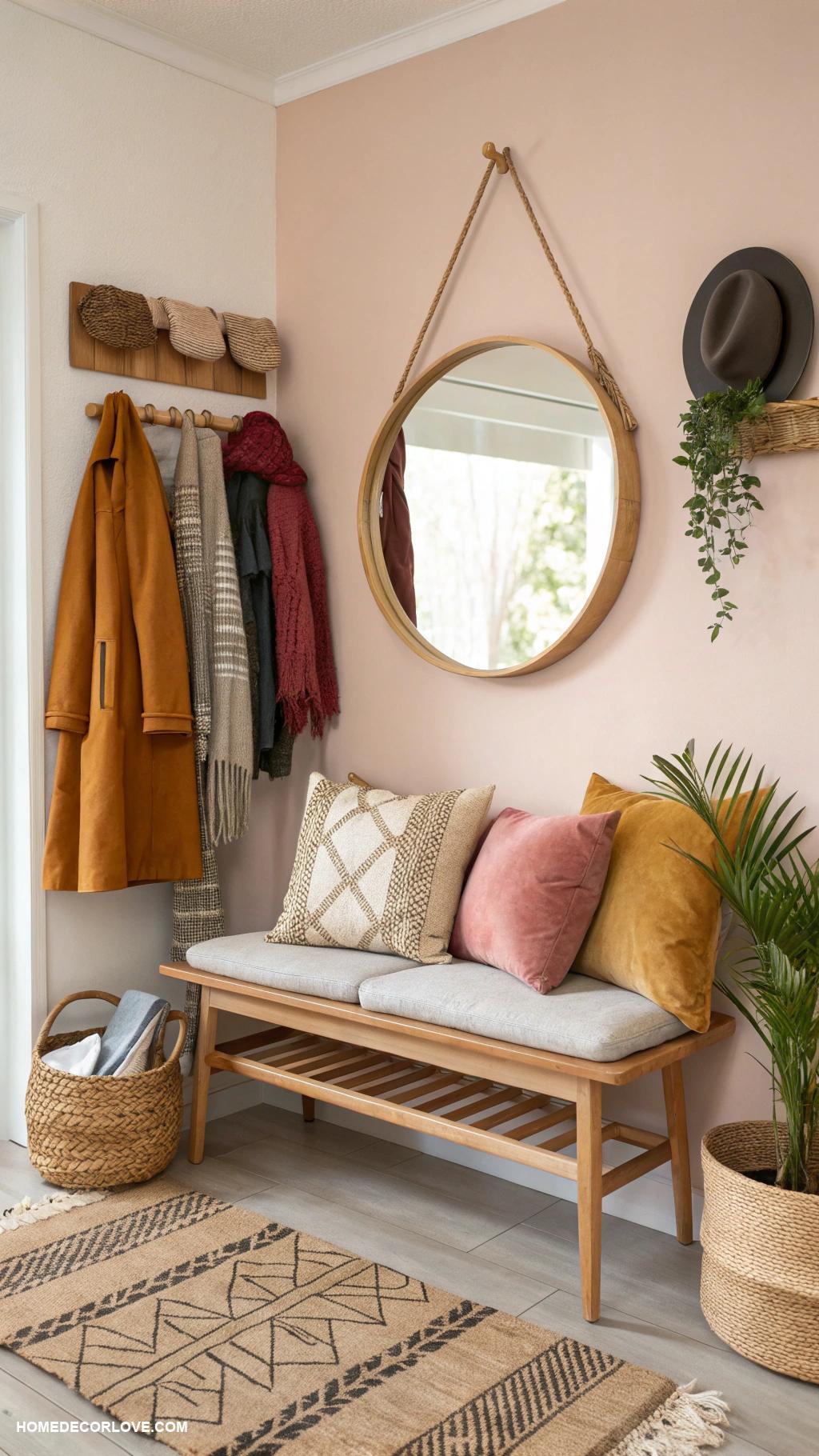 cozy entryway ideas Include a small entryway bench