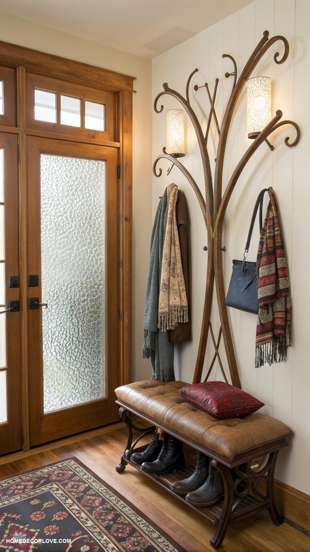 cozy entryway ideas Incorporate a decorative coat rack