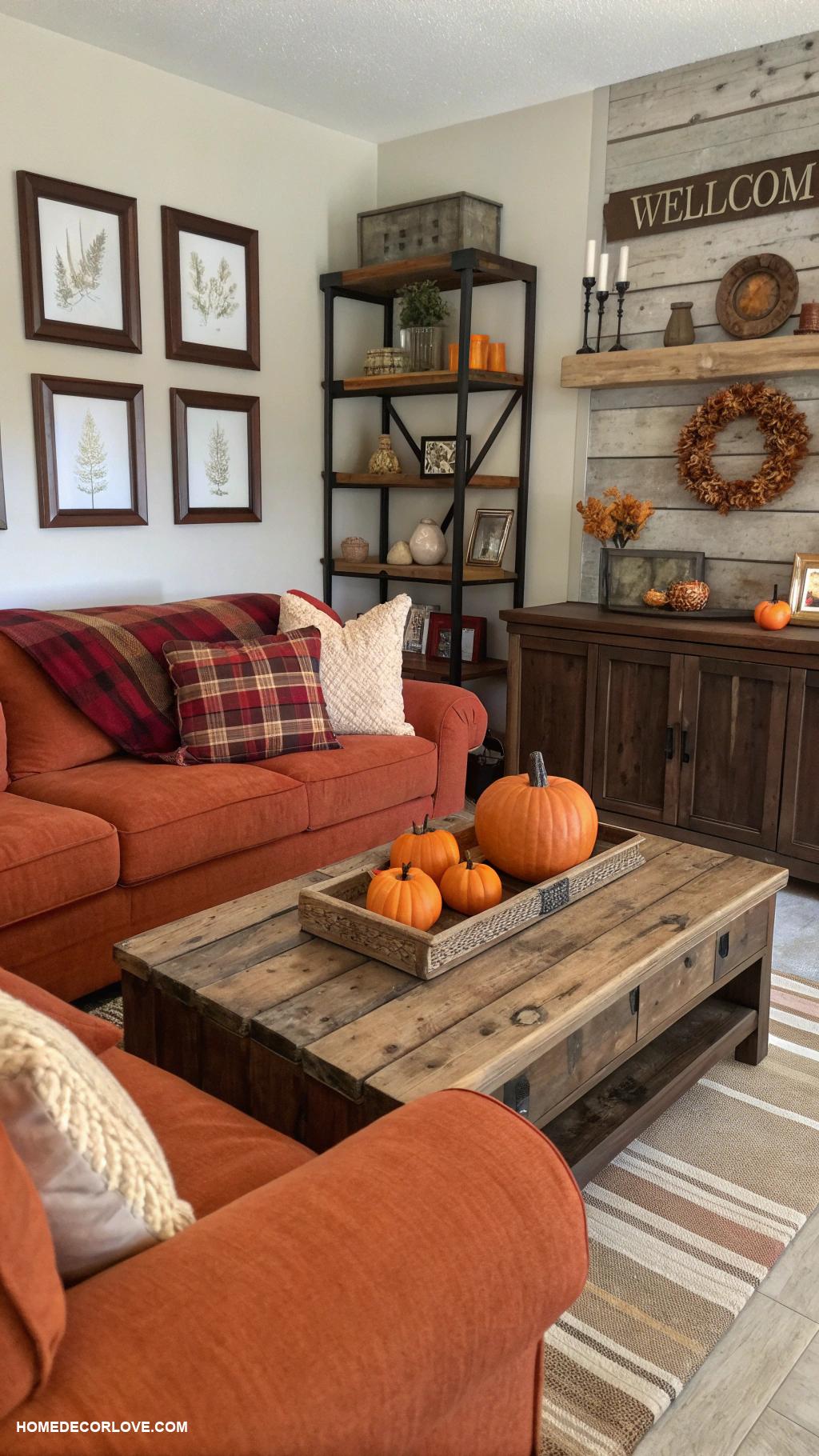cozy fall home decor ideas Wooden accents for rustic feel