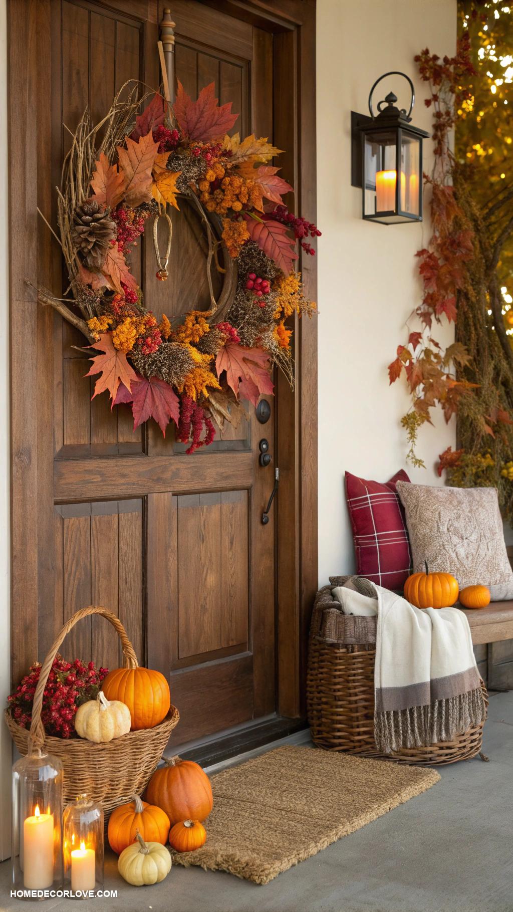 cozy fall home decor ideas Wreaths made of dried leaves