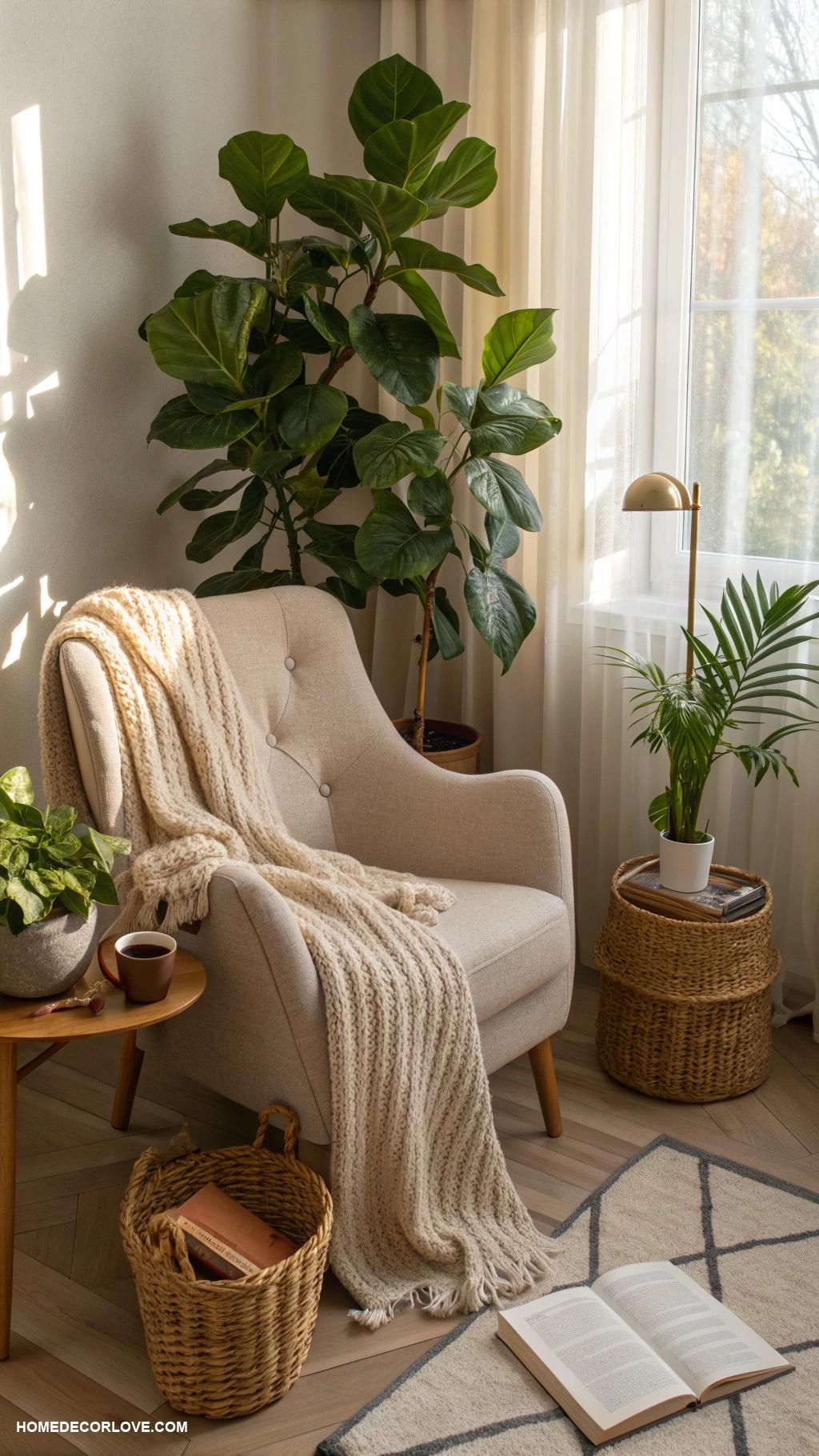 cozy nooks at home Cozy corner with indoor plants