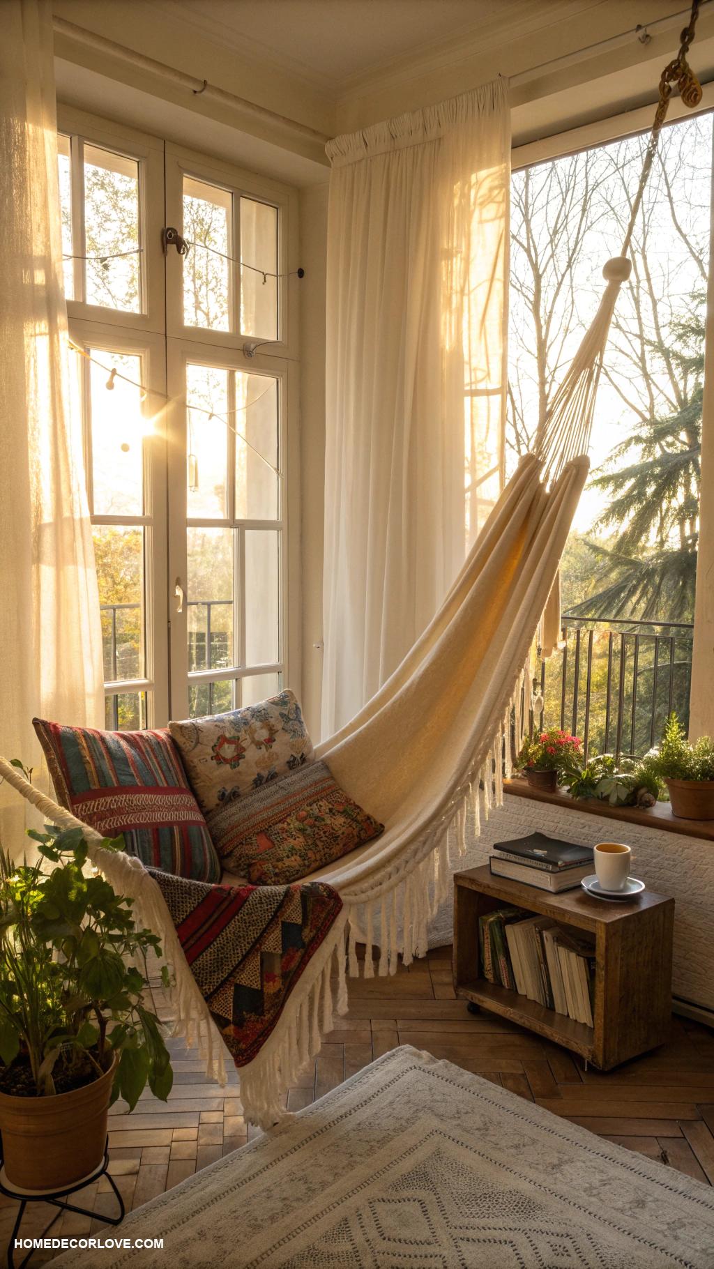 cozy nooks at home Hammock in a sunlit room