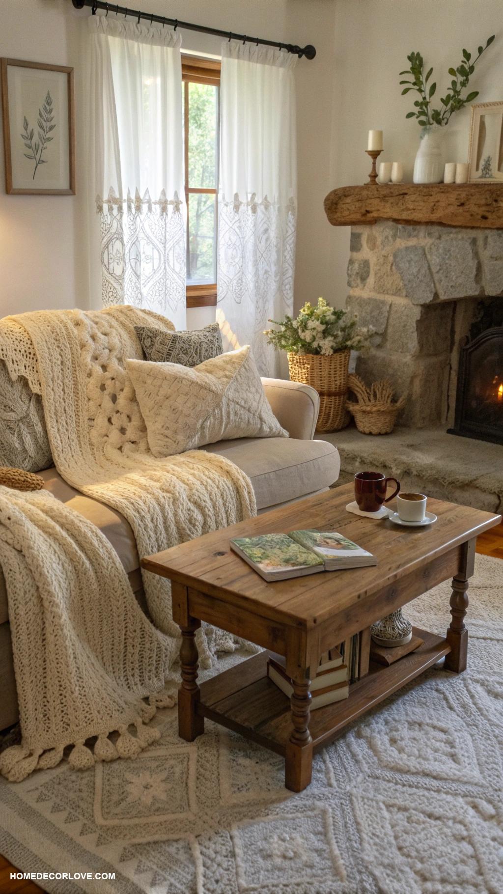 cute cottage home decor ideas Cozy knitted blankets on couches
