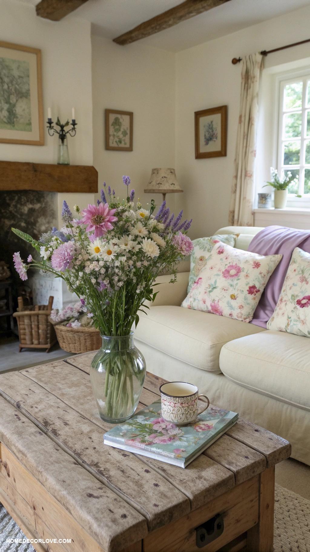 cute cottage home decor ideas Floral patterned throw pillows