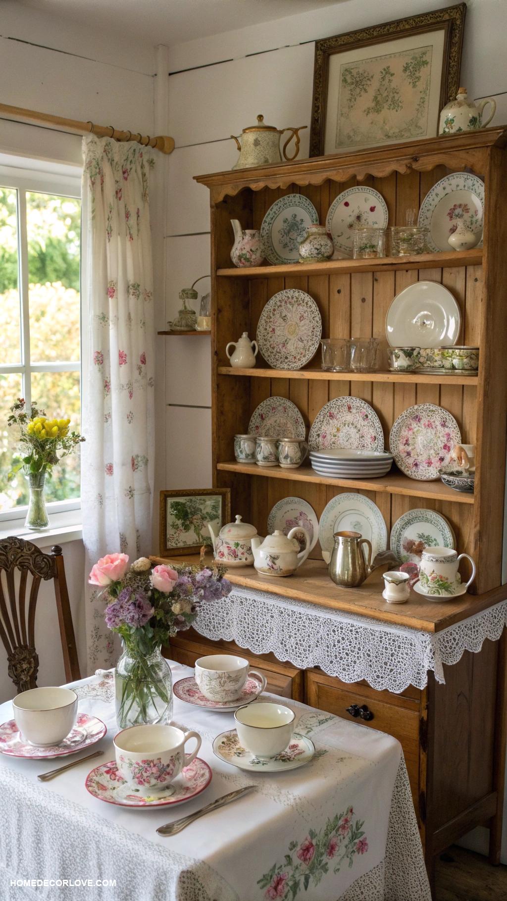 cute cottage home decor ideas Mismatched romantic china sets