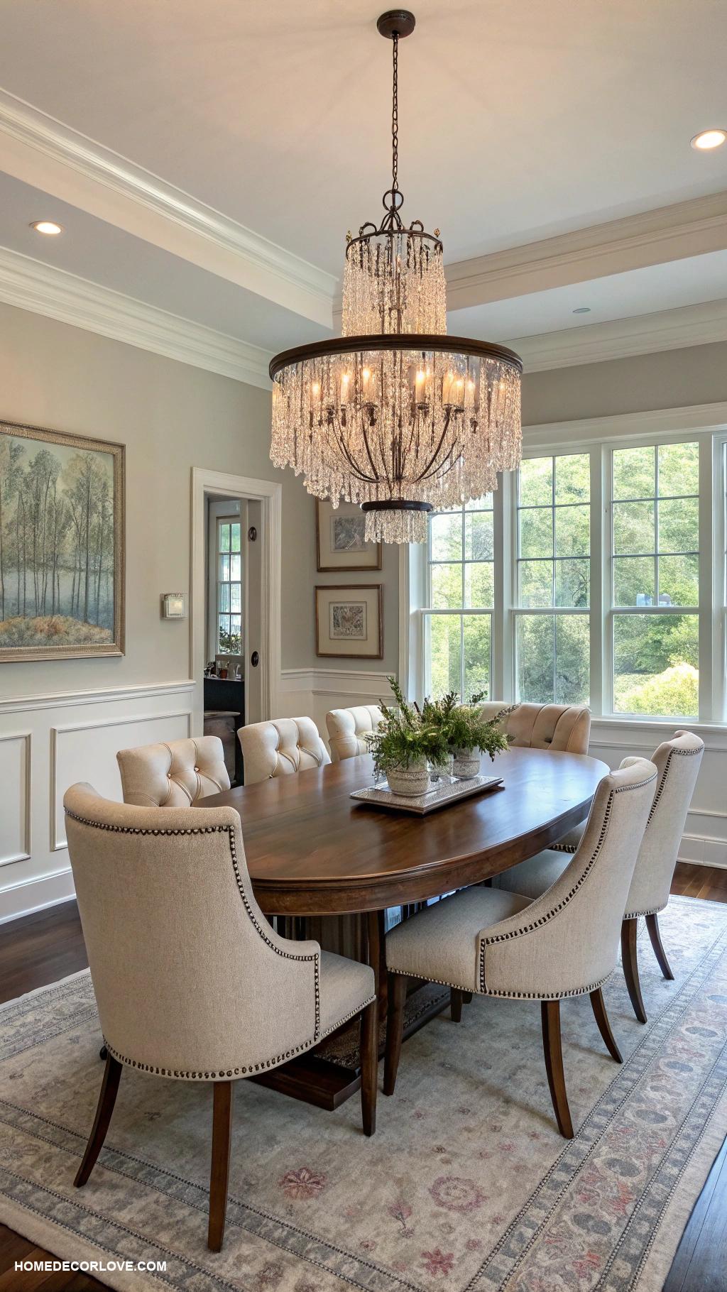 dining room decor Add a statement chandelier for elegance
