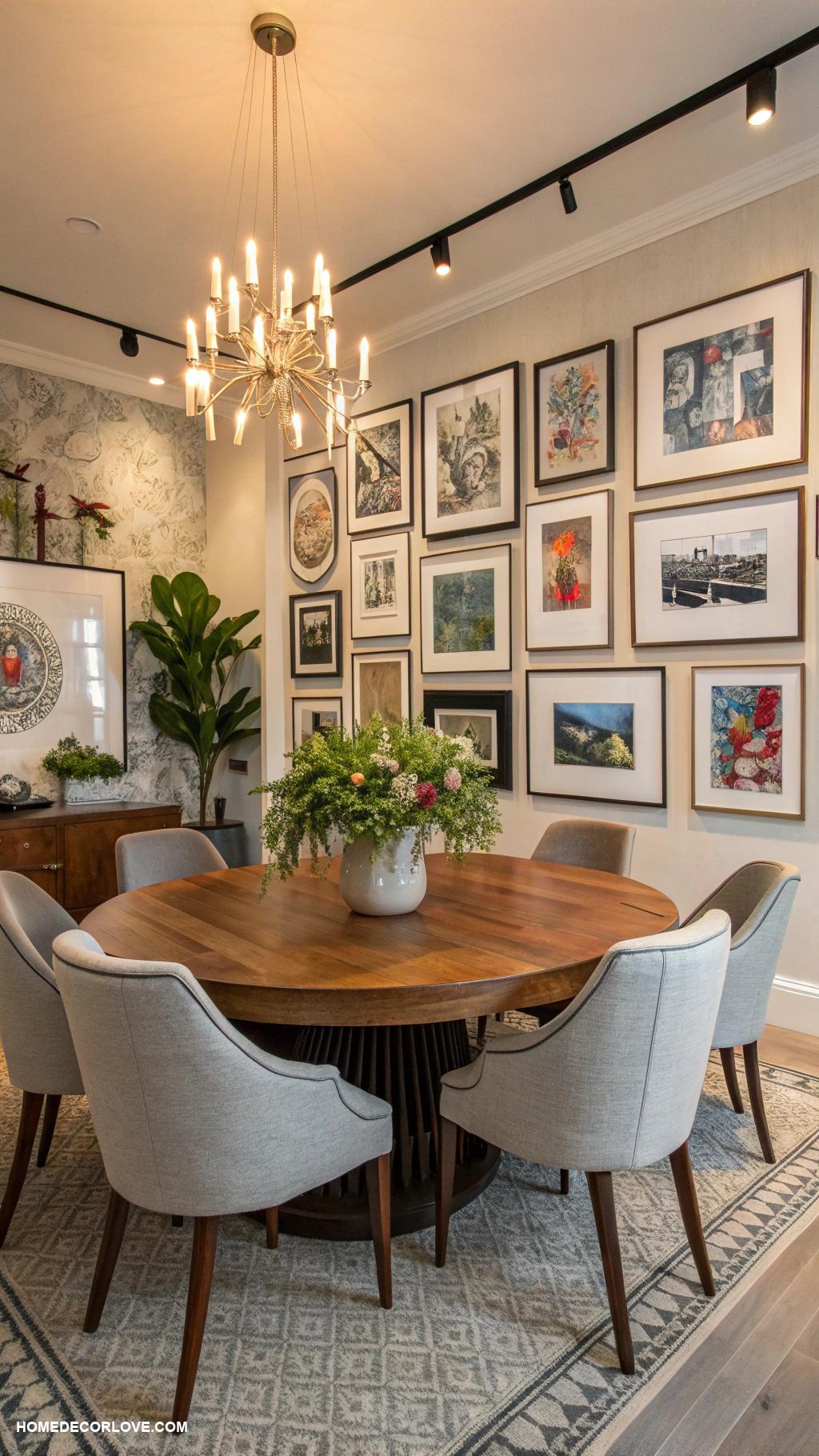 dining room decor Incorporate a gallery wall of art