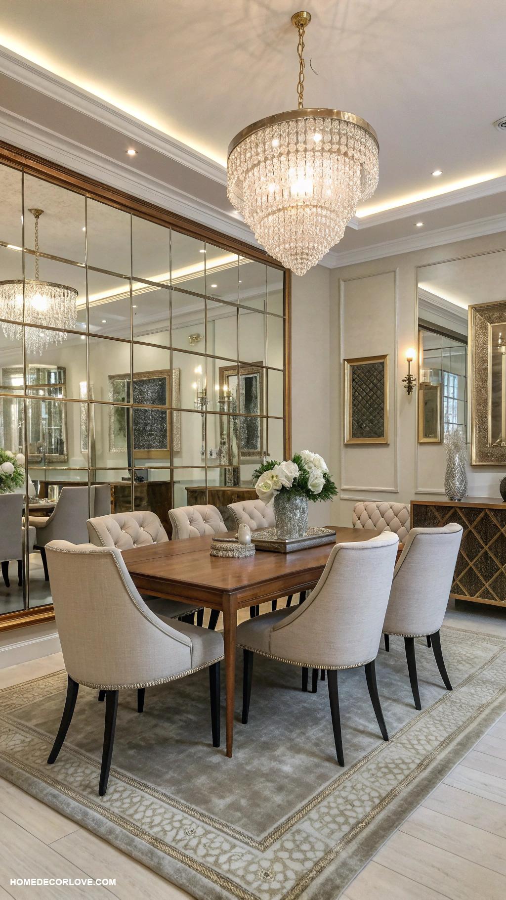dining room decor Use mirrors to create a larger space