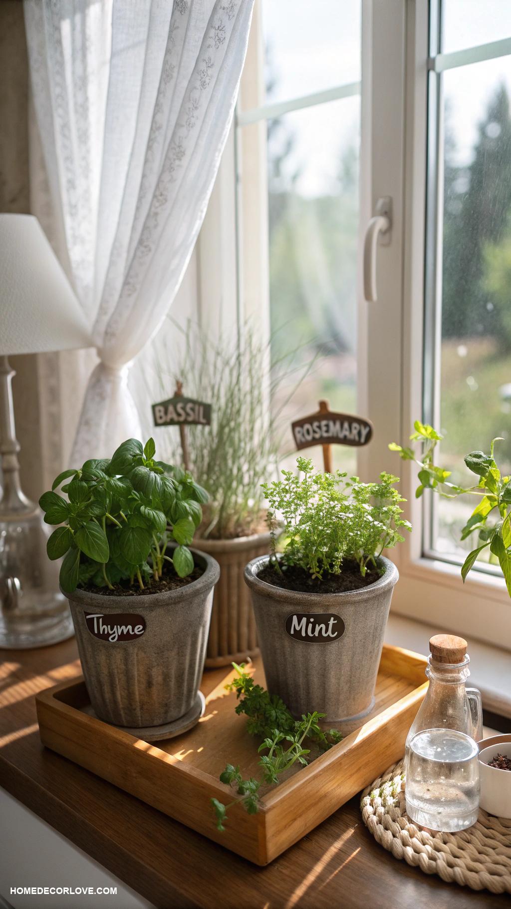 dream house decor Indoor herb garden on kitchen windowsill