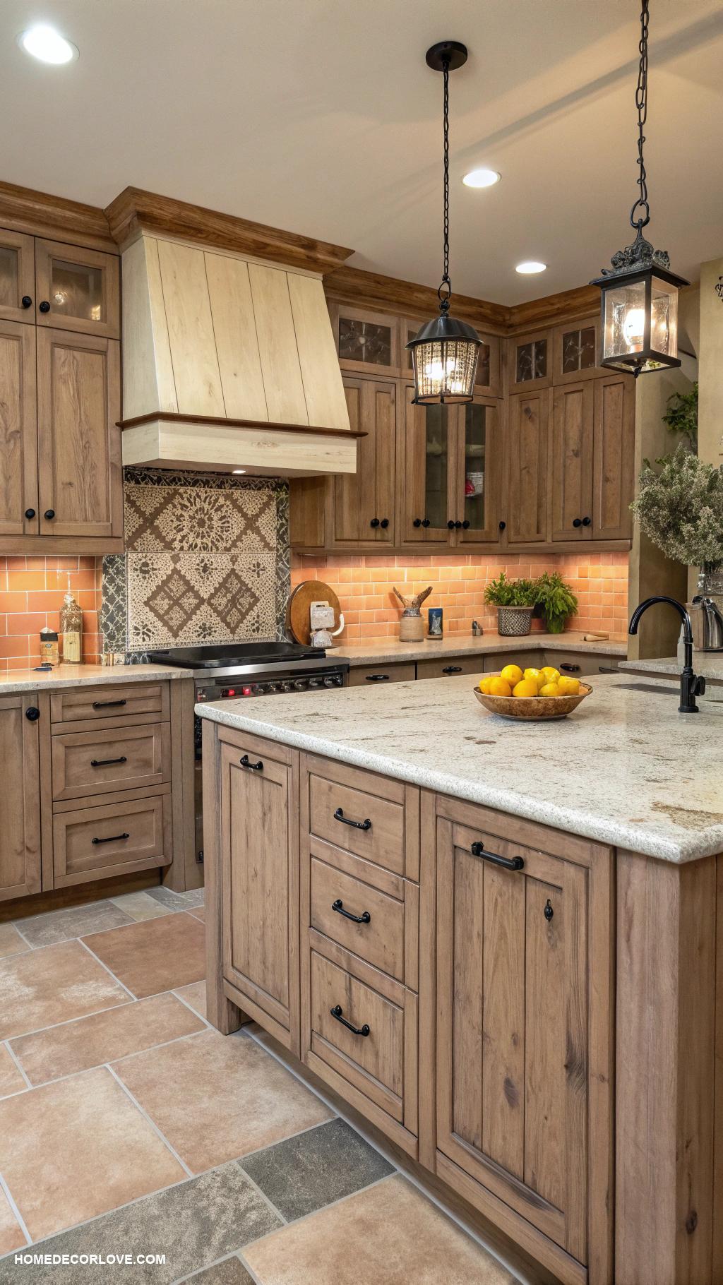 earthy kitchen Choose earth toned cabinets for warm ambience