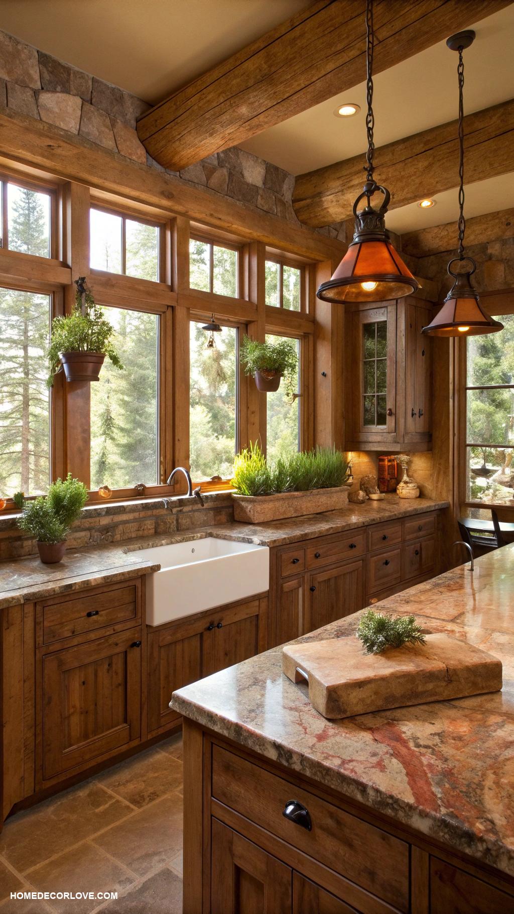 earthy kitchen Incorporate stone countertops for rustic charm