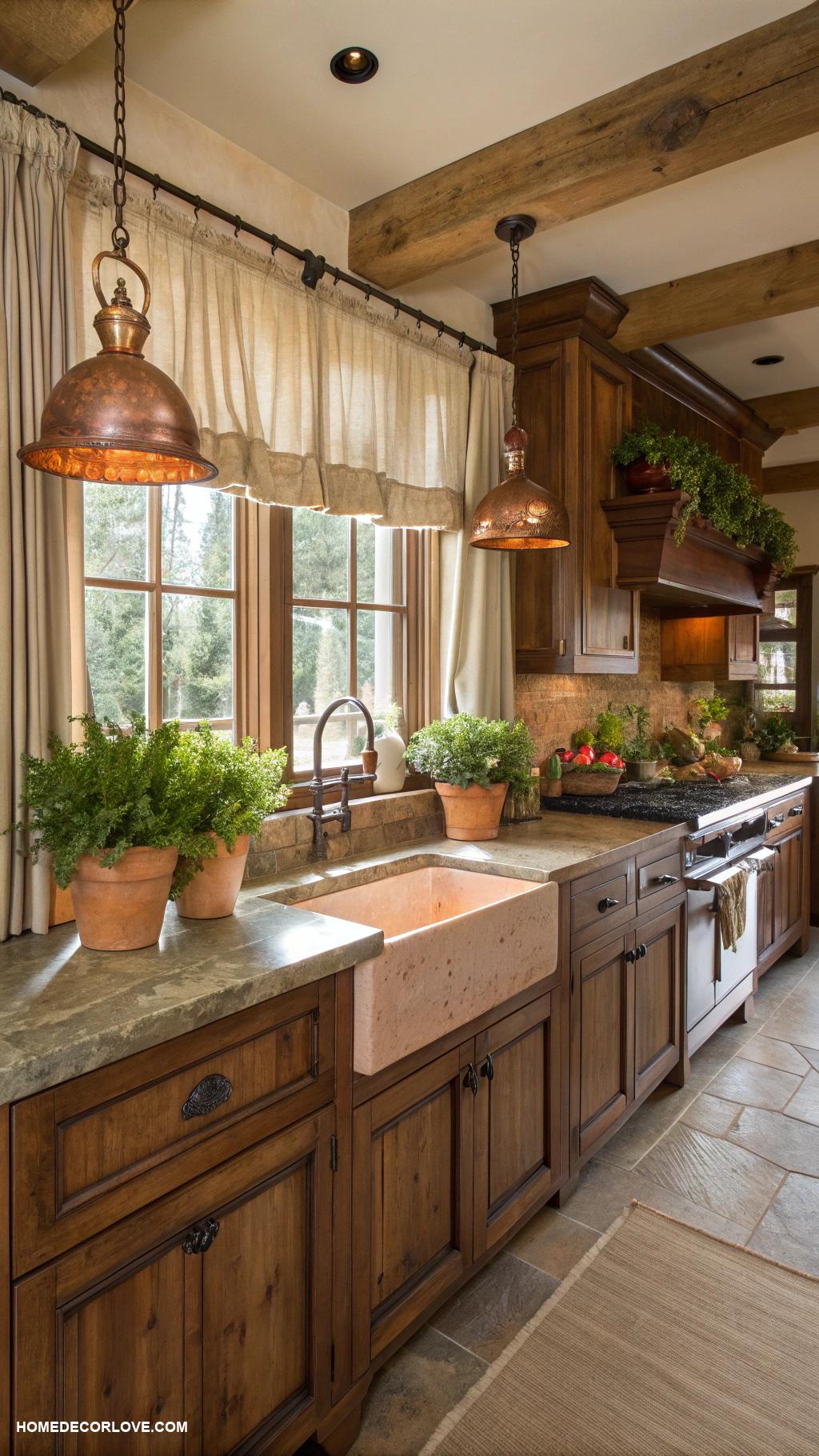 earthy kitchen Select copper accents for a rustic touch