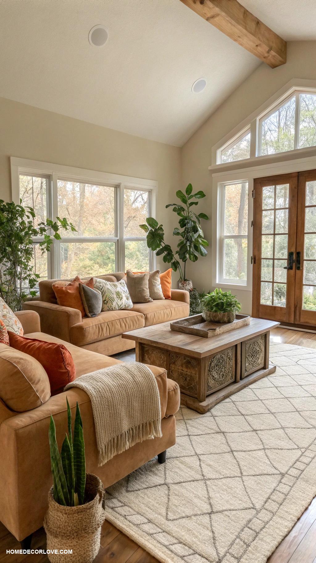 earthy living room Earthy color palette for a serene atmosphere