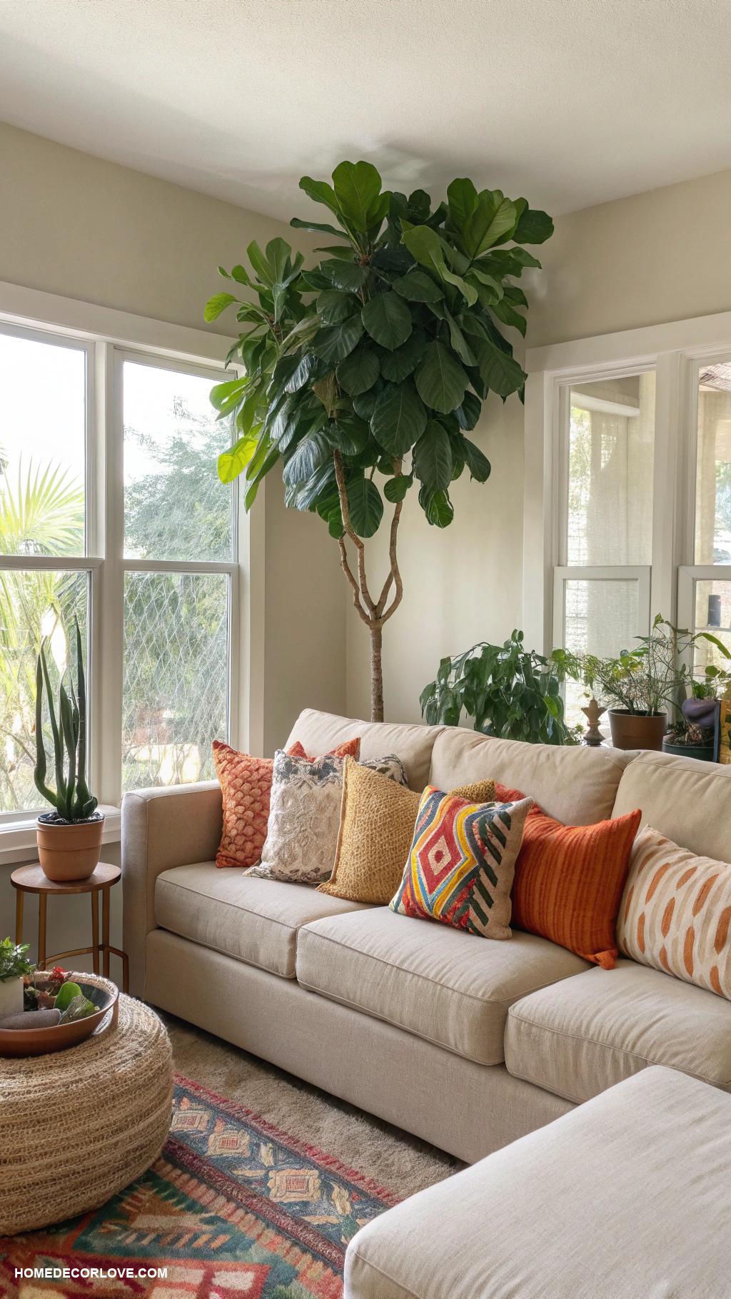 earthy living room Indoor plants for fresh air and color
