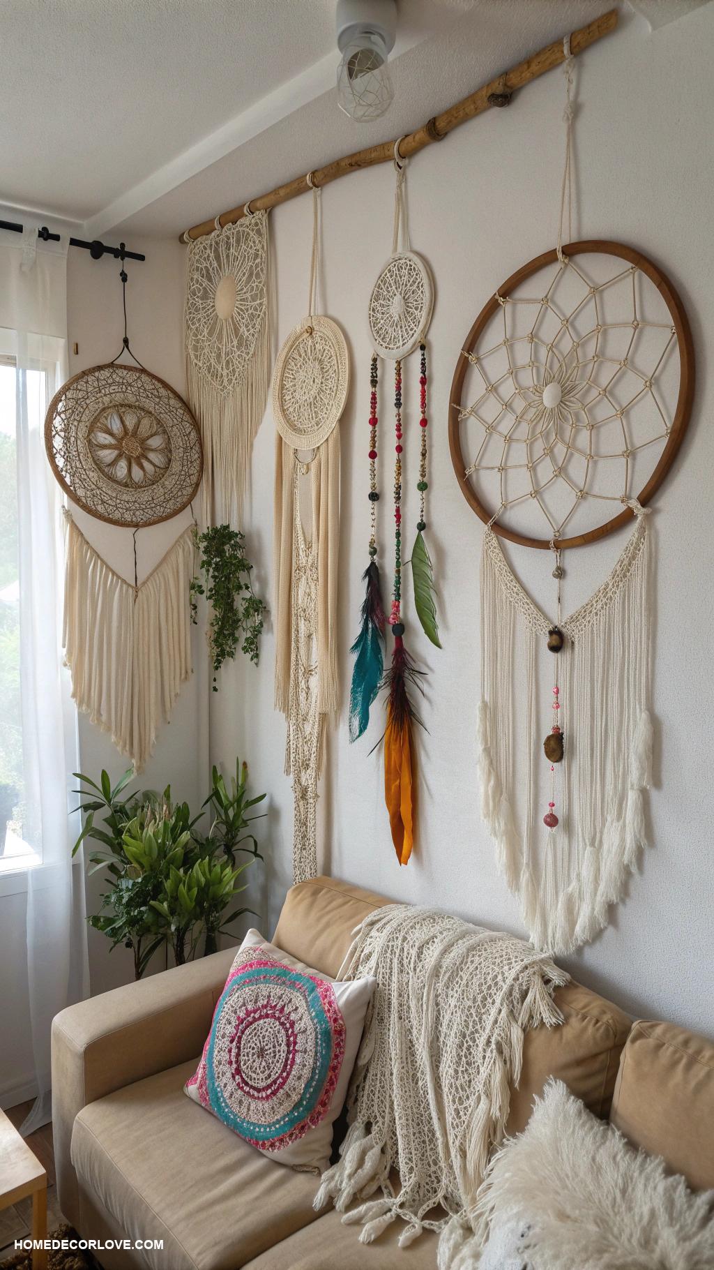 easy boho decor ideas Dreamcatchers for bohemian charm