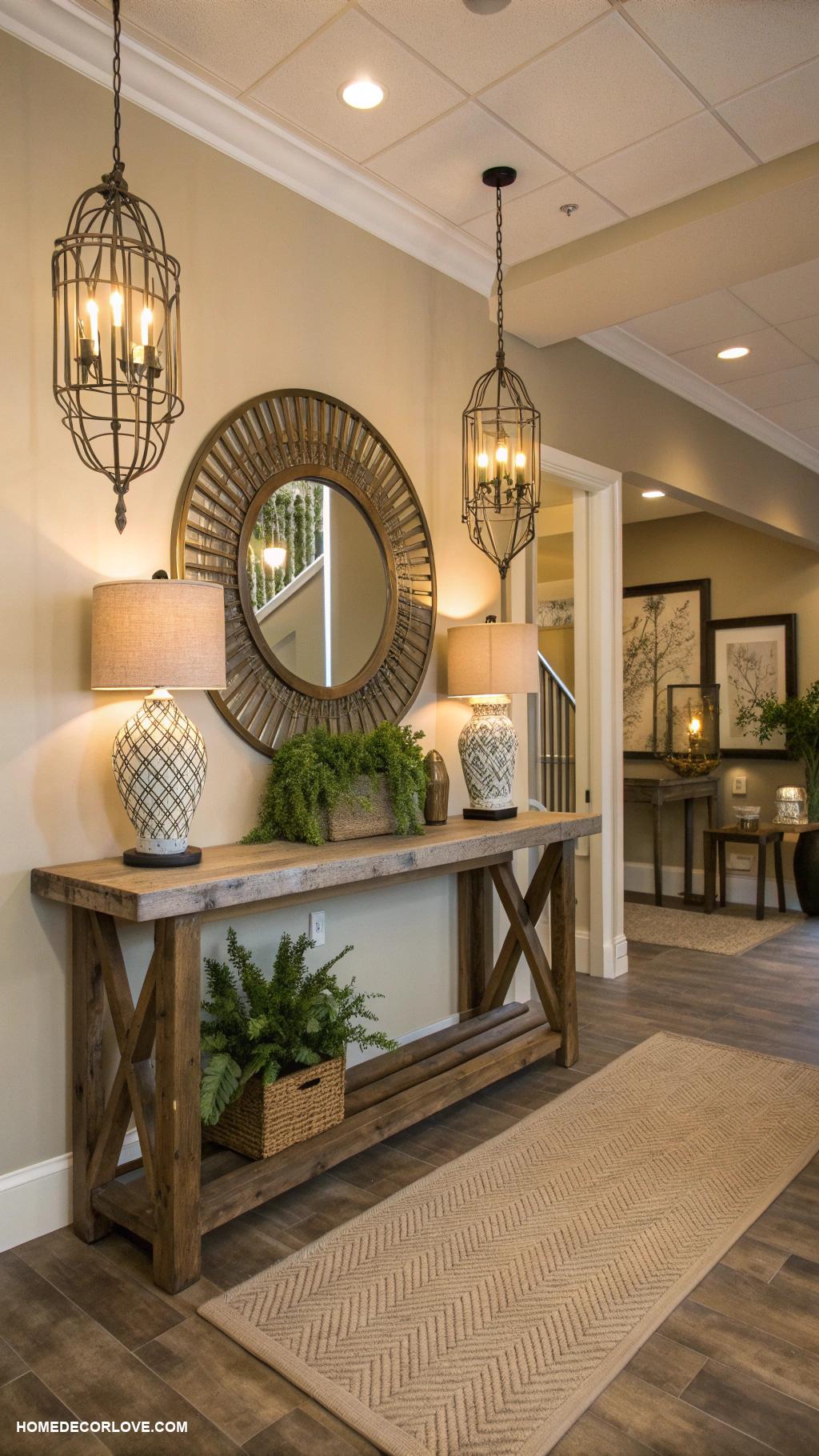 entryway decor ideas Add ambient lighting with fixtures