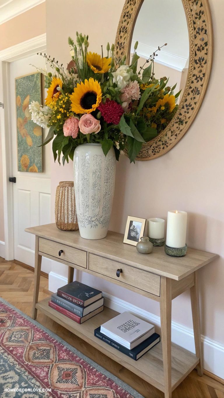 entryway decor ideas Display fresh flowers in a vase