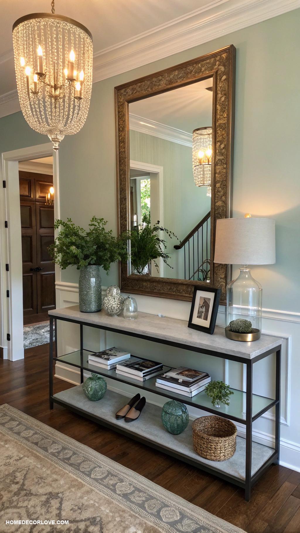 entryway decor ideas Hang a statement mirror