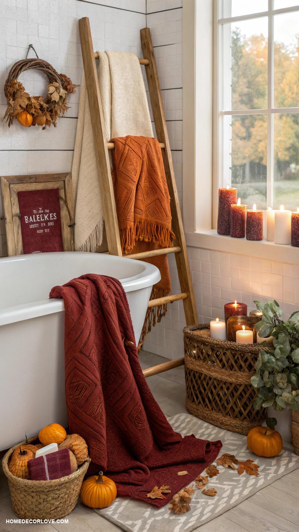 fall bathroom decor Cotton throw blankets for warmth