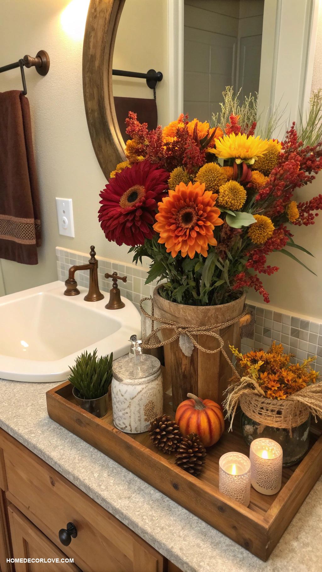 fall bathroom decor Floral arrangements with autumn hues