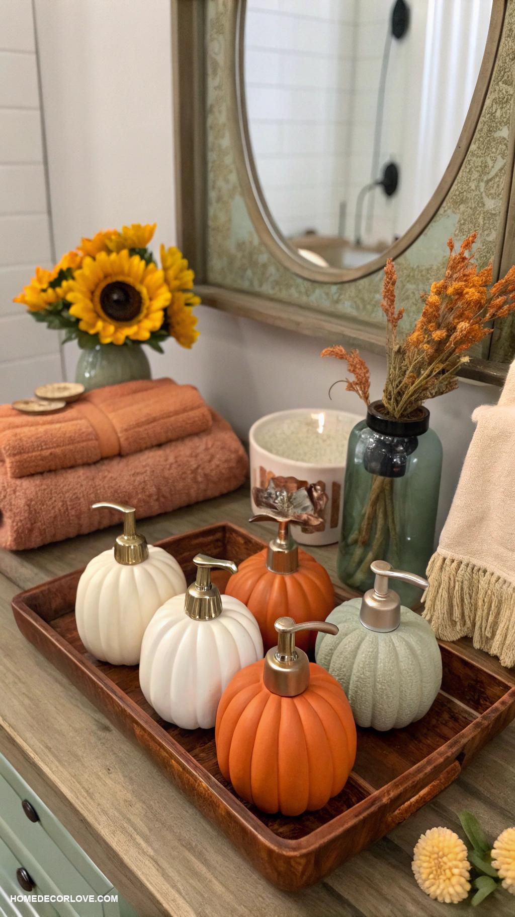 fall bathroom decor Pumpkin soap dispensers for autumn charm