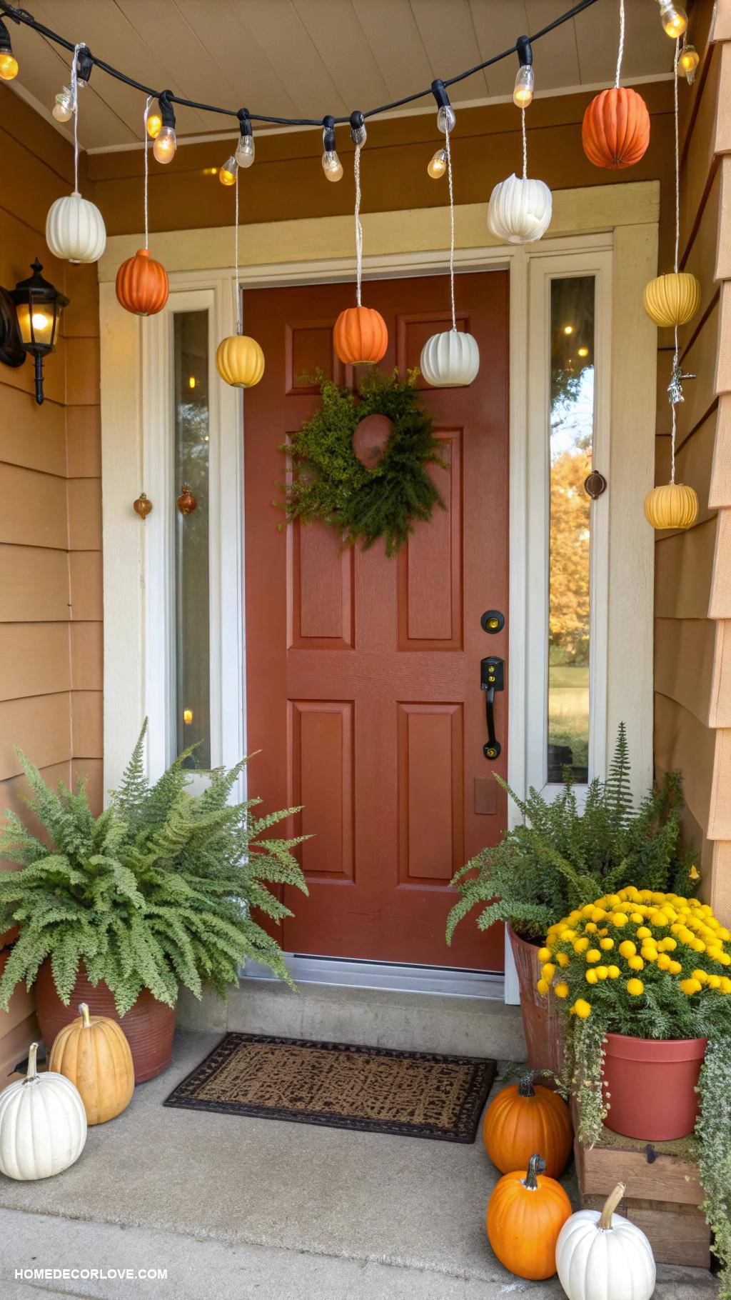 fall entryway decor Hanging mini pumpkin decorations