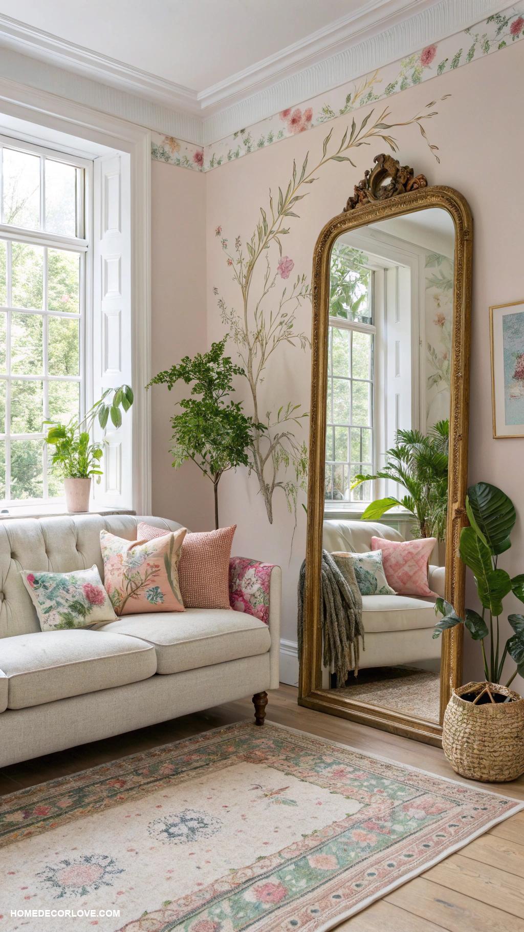 fresh spring home decor ideas Add a statement mirror to brighten spaces