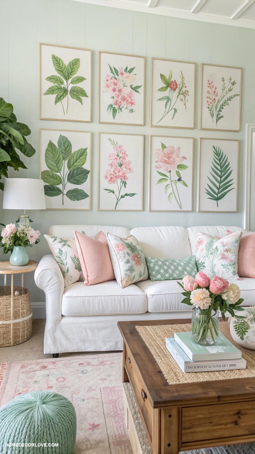 fresh spring home decor ideas Decorate with botanical prints on walls