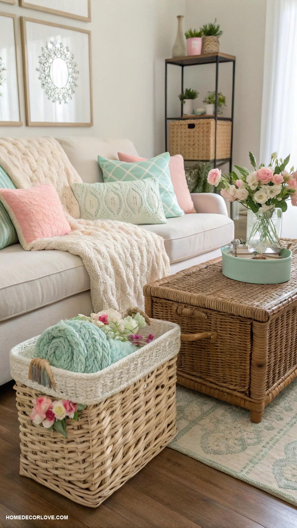 fresh spring home decor ideas Use wicker baskets for stylish storage
